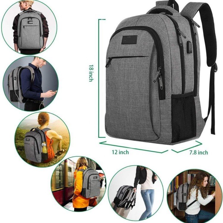 Business Smart Backpack Waterproof Laptop Backpack with USB Charging Port for Travel Office