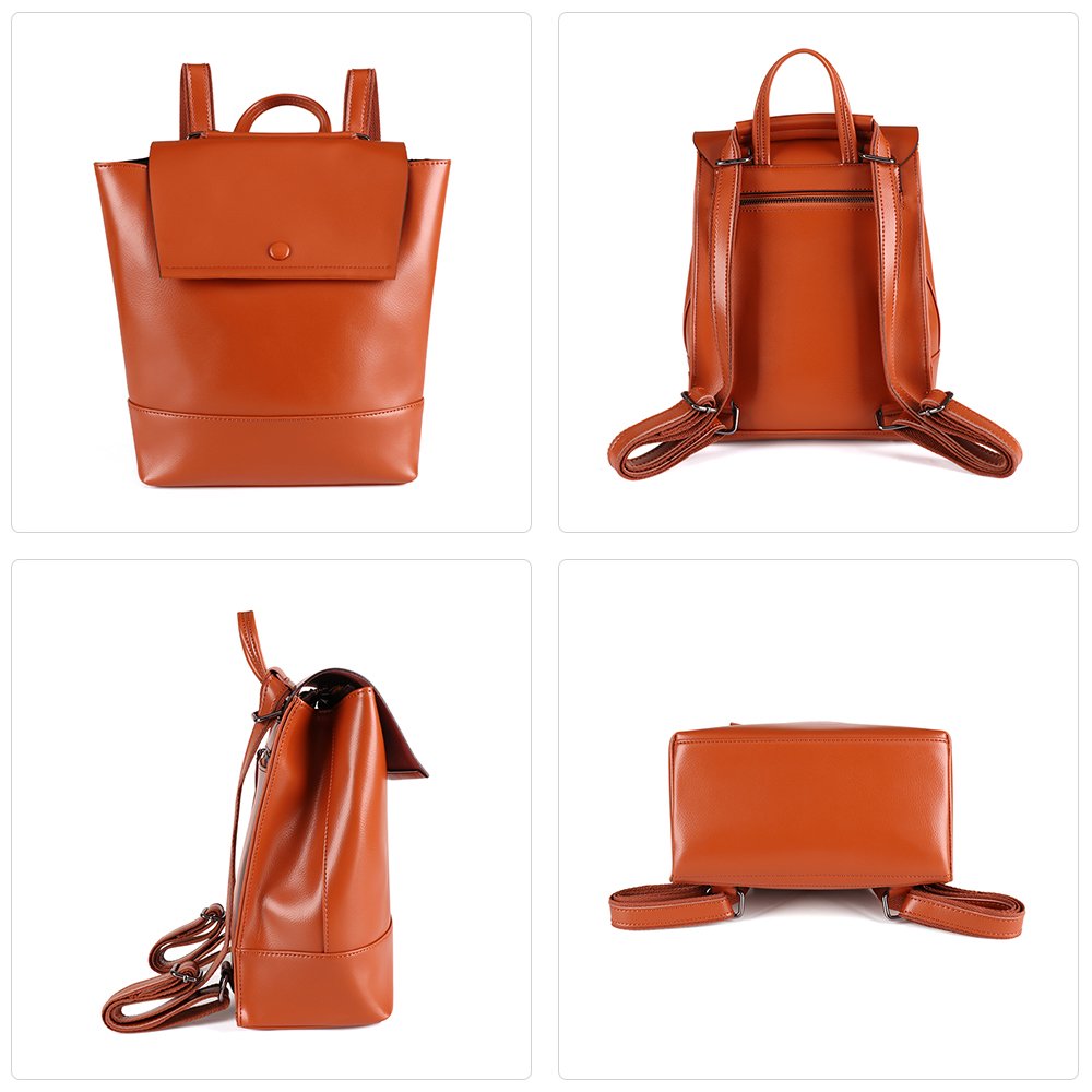 Custom Fashion Daily Full Grain Leather Back pack Laptop Bag Business Real Leather Backpack for Women