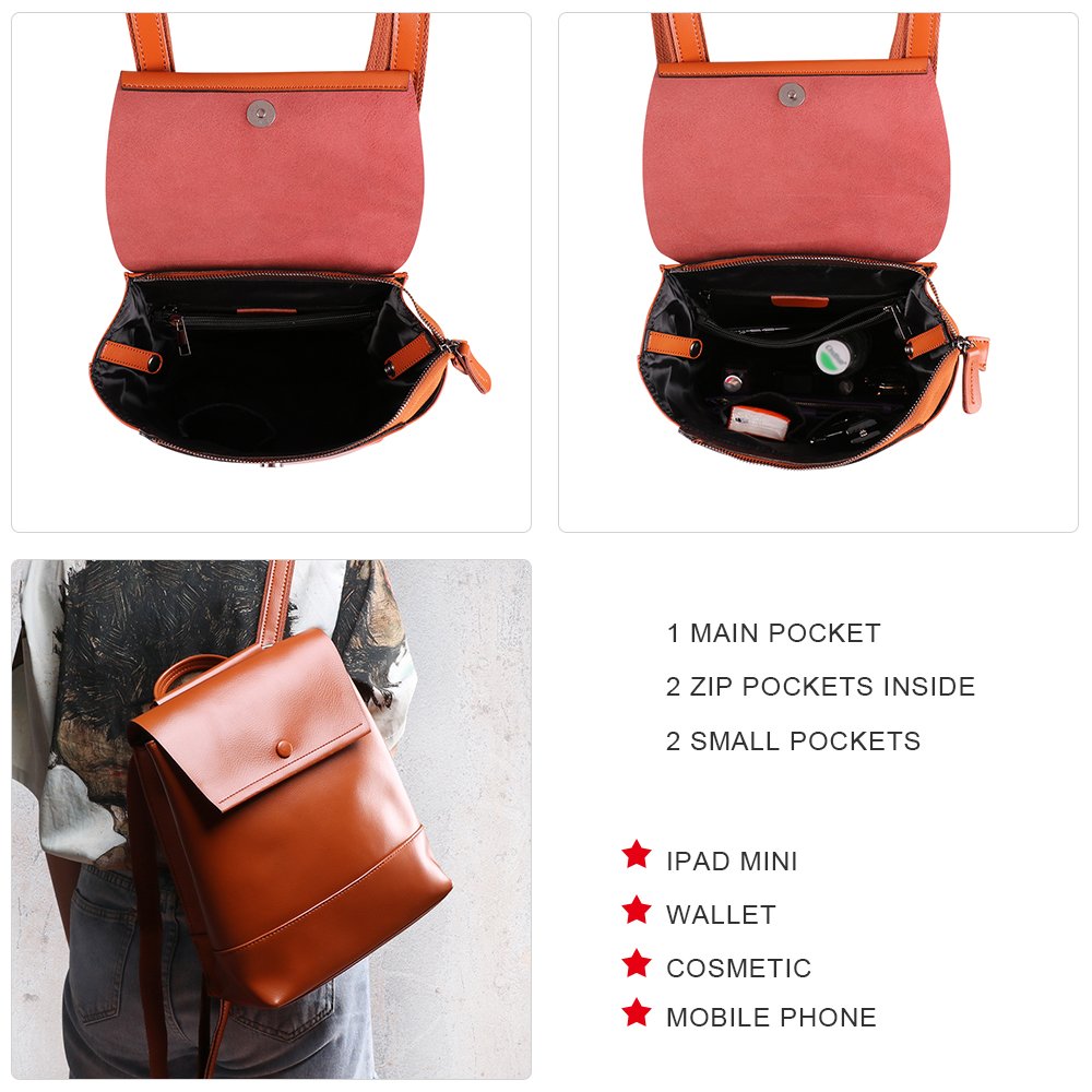 Custom Fashion Daily Full Grain Leather Back pack Laptop Bag Business Real Leather Backpack for Women