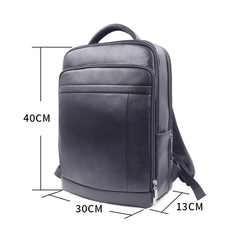 Fingerprint Lock Anti Theft USB Charging Laptop Backpacks Bag Genuine Leather Material Men's Retro Leather Travel Backpack