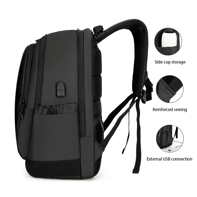 Custom business waterproof PU travel laptop backpack men anti-theft unisex Large Capacity school bags backpack with USB