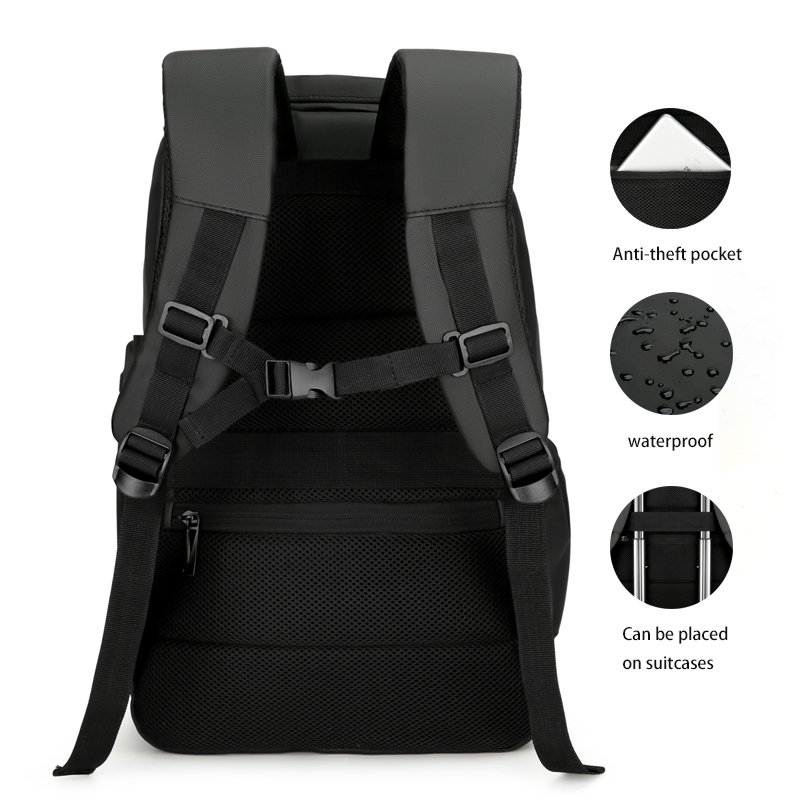 Custom business waterproof PU travel laptop backpack men anti-theft unisex Large Capacity school bags backpack with USB
