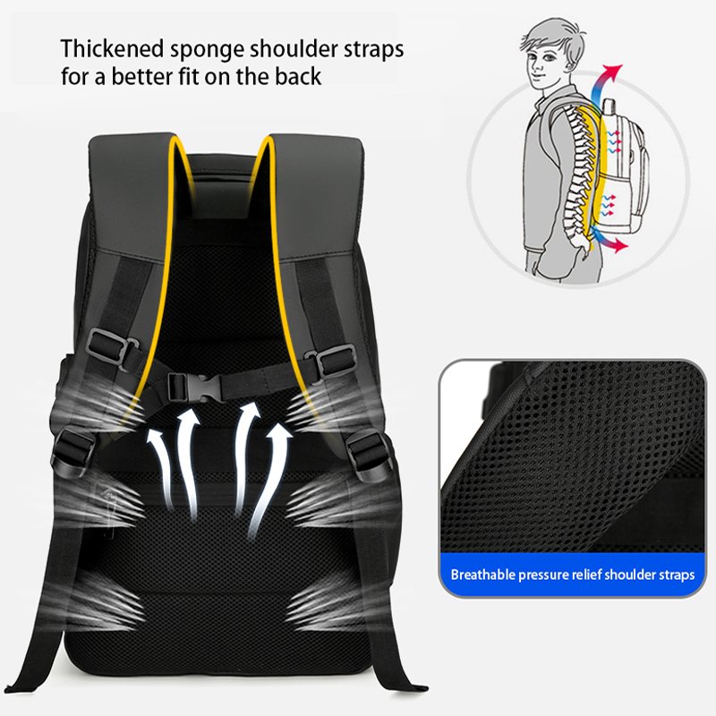 Custom business waterproof PU travel laptop backpack men anti-theft unisex Large Capacity school bags backpack with USB