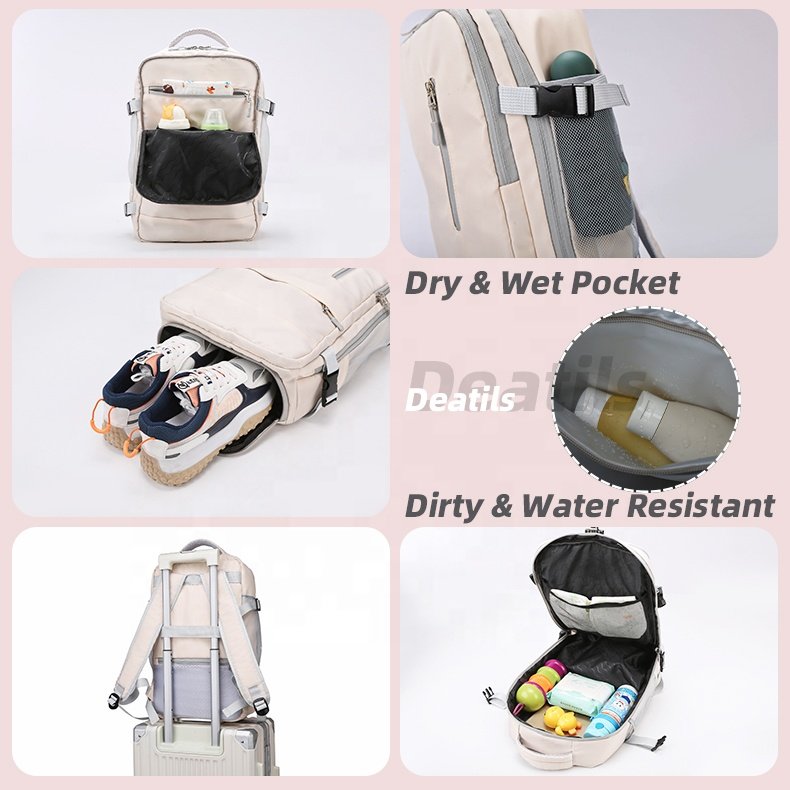 New Custom Logo NO MOQ Waterproof Large Capacity Laptop Weekender Flight Approved Luggage Travel Backpack with Shoes Compartment