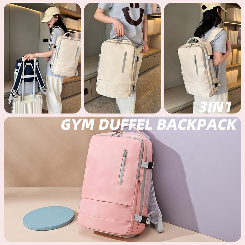 New Custom Logo NO MOQ Waterproof Large Capacity Laptop Weekender Flight Approved Luggage Travel Backpack with Shoes Compartment