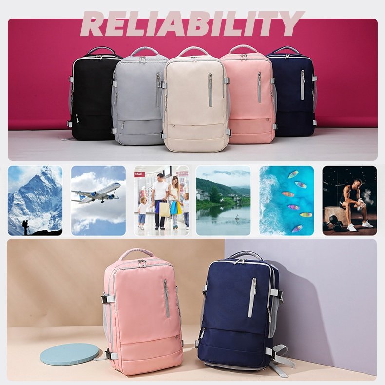 New Custom Logo NO MOQ Waterproof Large Capacity Laptop Weekender Flight Approved Luggage Travel Backpack with Shoes Compartment