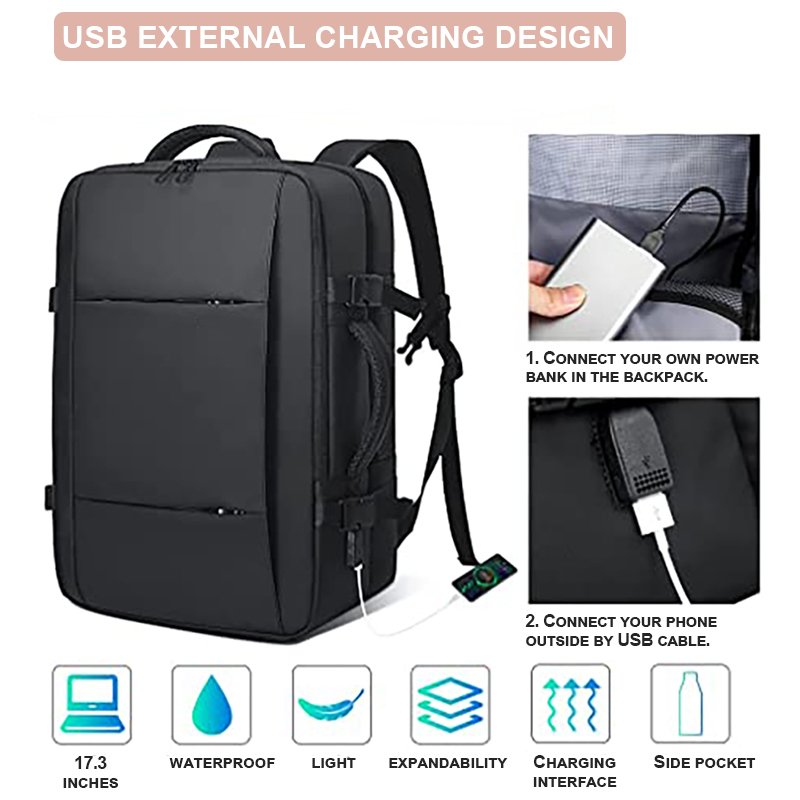 Weekender Luggage Travel Bag Anti Theft durable school notebook bag Outdoor Usb Large Capacity Waterproof Expandable Backpack