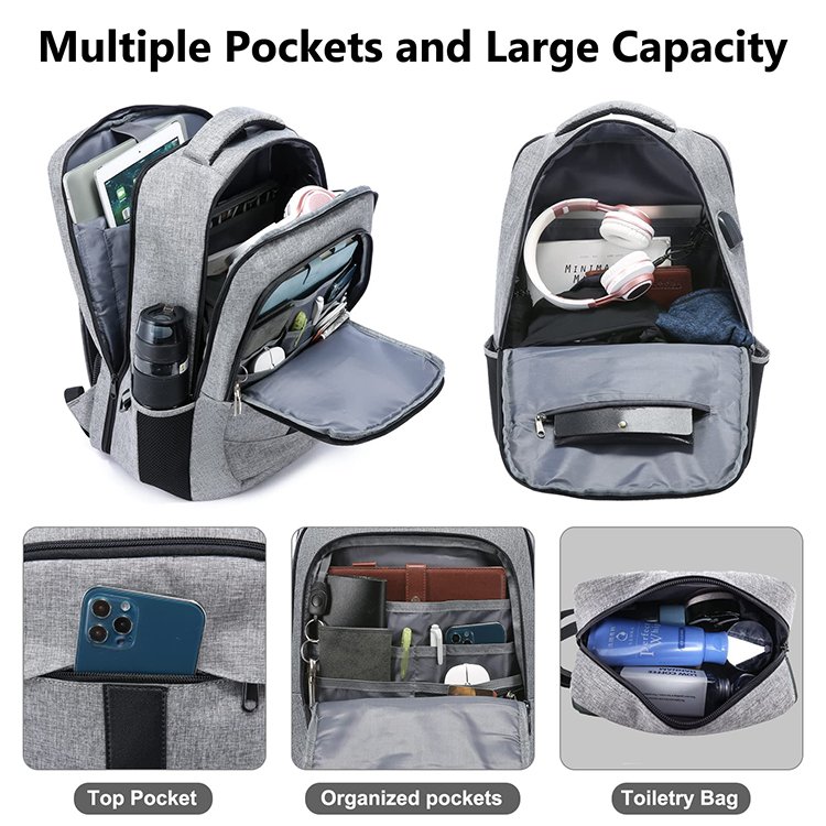 Wholesale Customized 17 inch Backpack large Capacity Waterproof USB Charging Bag Students Anti Theft Laptop Backpack