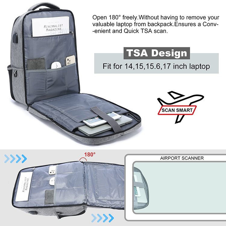 Wholesale Customized 17 inch Backpack large Capacity Waterproof USB Charging Bag Students Anti Theft Laptop Backpack