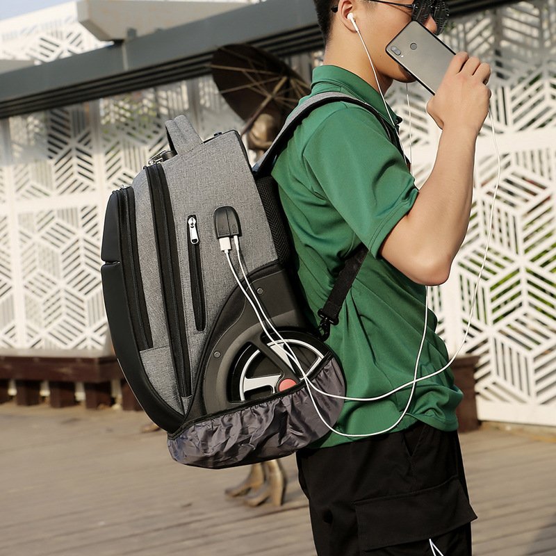 New Custom RPET Carry on Backpack with Laptop Compartment Rolling Waterproof Backpack with Wheels for Business