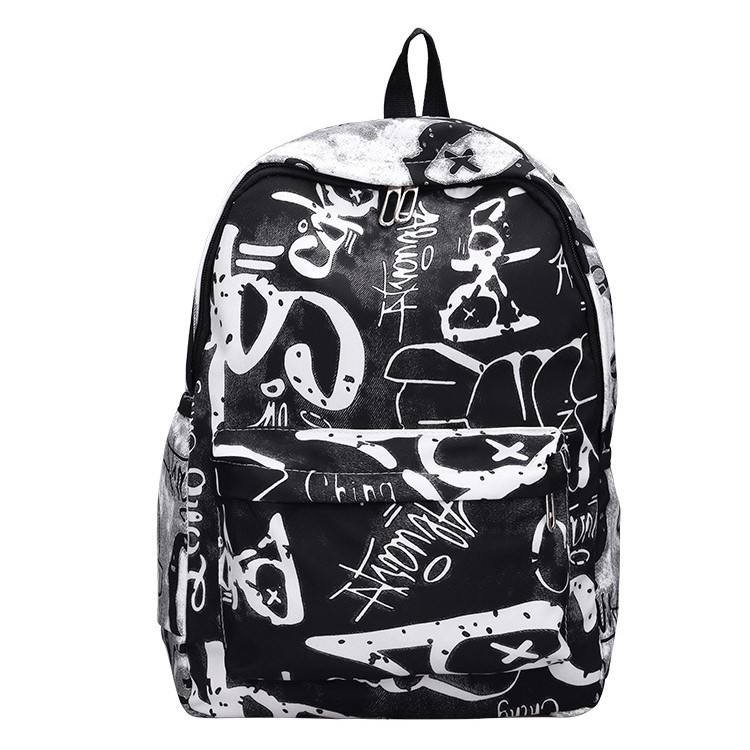 Large-Capacity Schoolbag for Junior High School Students Personalized Letters Print Shoulder Bag with Laptop Use