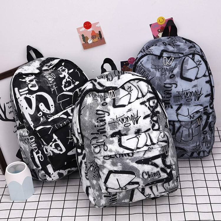 Large-Capacity Schoolbag for Junior High School Students Personalized Letters Print Shoulder Bag with Laptop Use