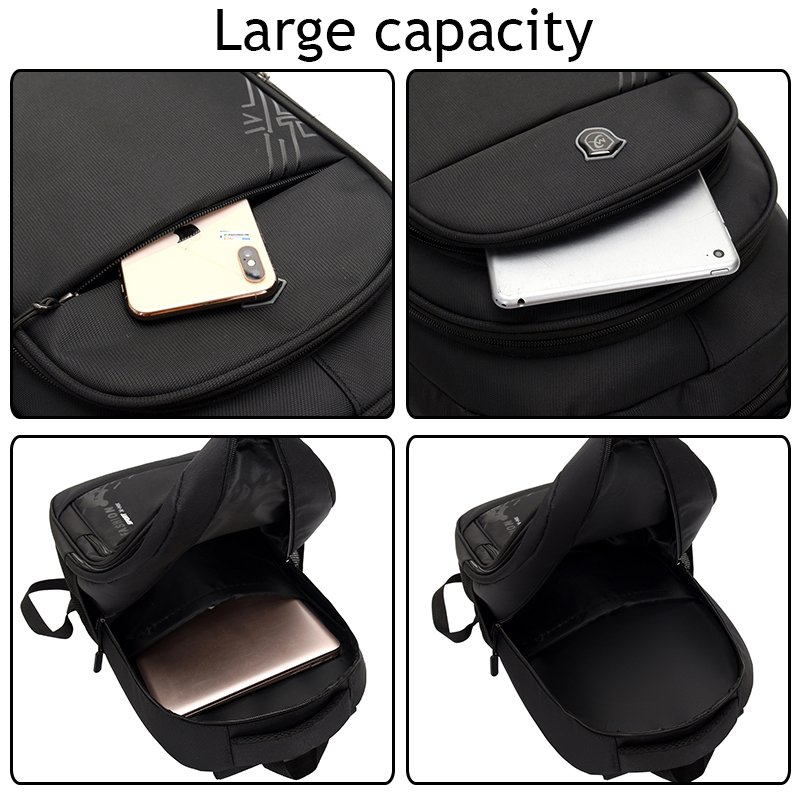 Custom Durable Casual Lightweight Computer Waterproof Mochilas Rucksack 16 Inch Bag Black Smart Laptop Backpack For Men
