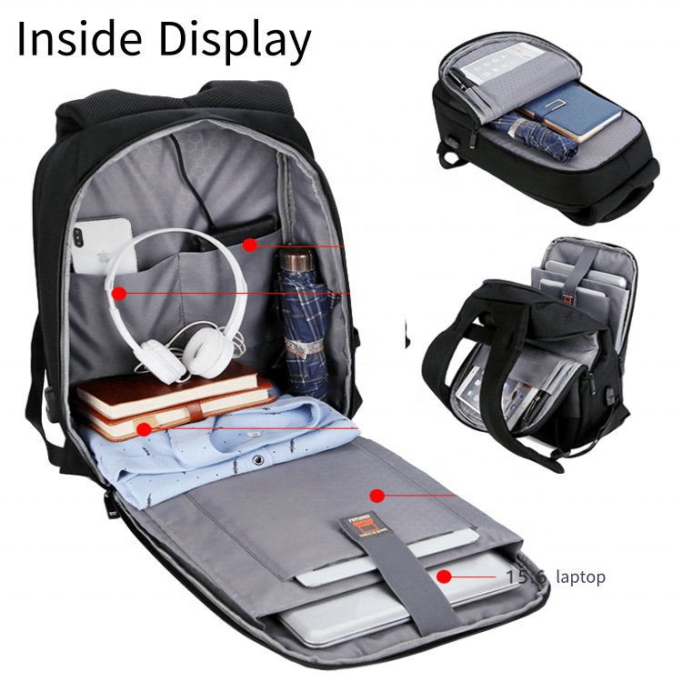 new custom fashion men usb backpack with charger business laptop travelling waterproof anti theft bag laptop backpack