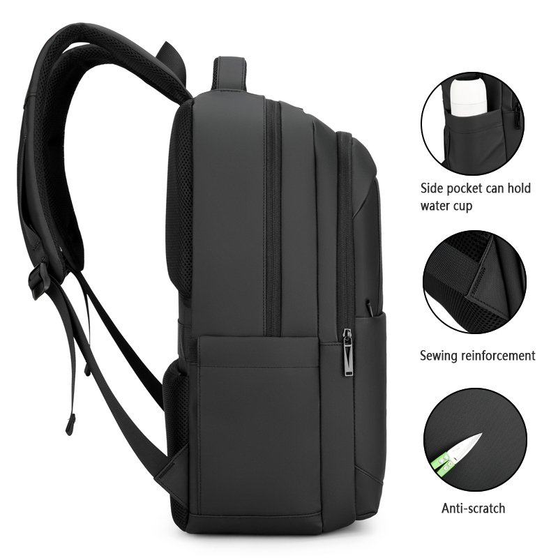 Customized Large-capacity leather waterproof anti-theft backpack school bags for men PU laptop backpack with USB