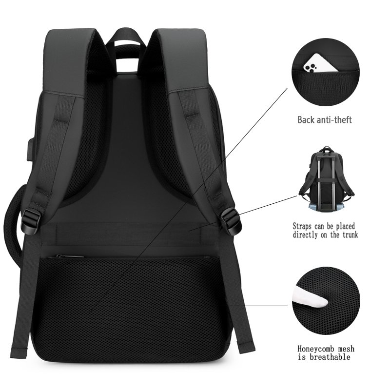 Customized Large-capacity leather waterproof anti-theft backpack school bags for men PU laptop backpack with USB