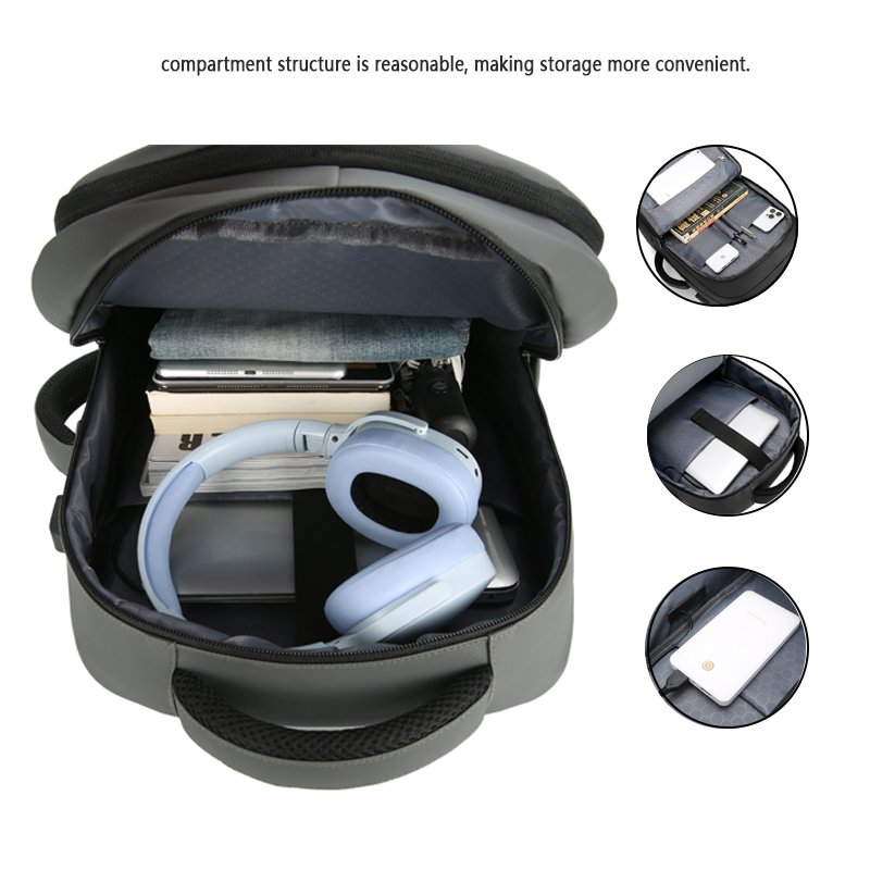Customized Large-capacity leather waterproof anti-theft backpack school bags for men PU laptop backpack with USB