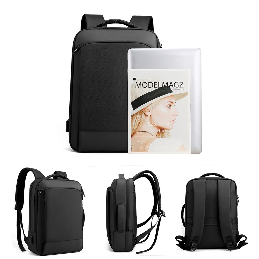 Laptop Backpack with USB Charging Port, Elegant Water Resistant Travelling Backpack Casual Daypacks School Shoulder Bag for Men