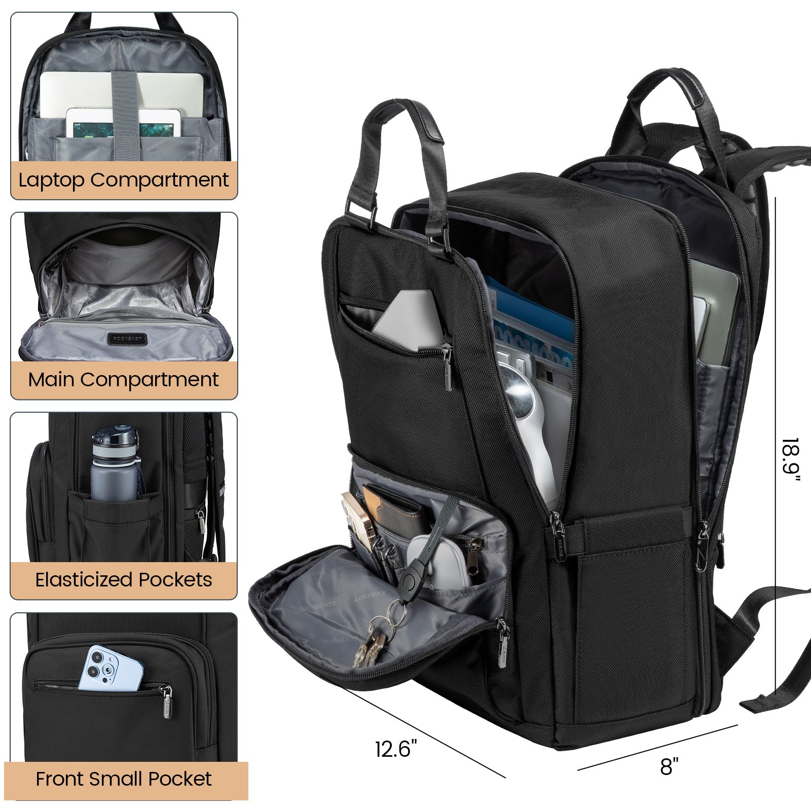 LOVEVOOK 2022 wholesale business Daypacks waterproof Friendly Work Bag Durable school 15.6 17in women men Travel laptop backpack