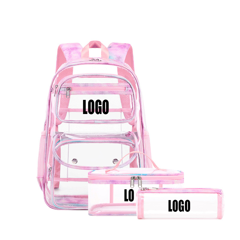2024 New Hot Selling PVC Backpack Unisex Waterproof Large Casual Fashion School Bag Travel Transparent Clear Backpack For Girls