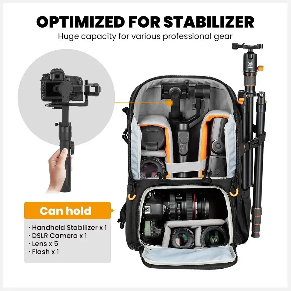 Camera Backpack Waterproof Camera Bag with 15'' Laptop Compartment Professional Photography Backpack Large Capacity 500 15L