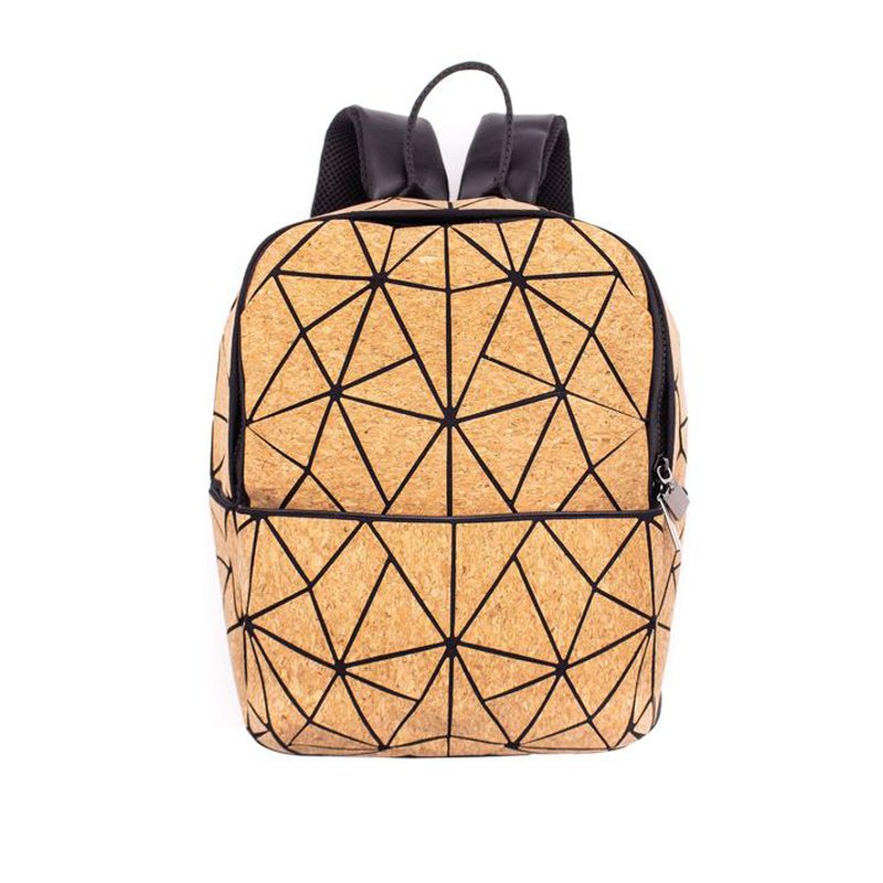 2024 Factory Direct Sale Latest Natural Geometric Eco-friendly Bag Vegan Fashion Women Stylish Wood Cork Backpack Gift For Girl