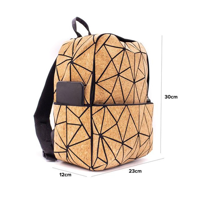 2024 Factory Direct Sale Latest Natural Geometric Eco-friendly Bag Vegan Fashion Women Stylish Wood Cork Backpack Gift For Girl