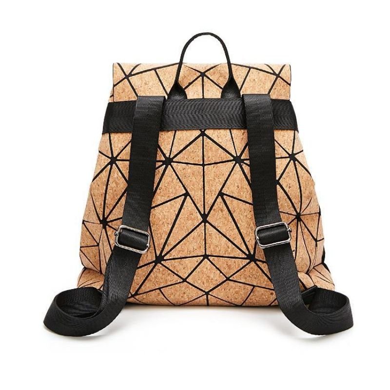 2024 Factory Direct Sale Latest Natural Geometric Eco-friendly Bag Vegan Fashion Women Stylish Wood Cork Backpack Gift For Girl