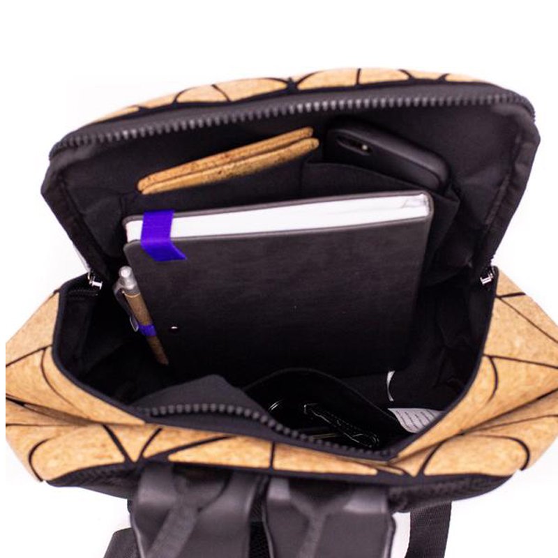 2024 Factory Direct Sale Latest Natural Geometric Eco-friendly Bag Vegan Fashion Women Stylish Wood Cork Backpack Gift For Girl