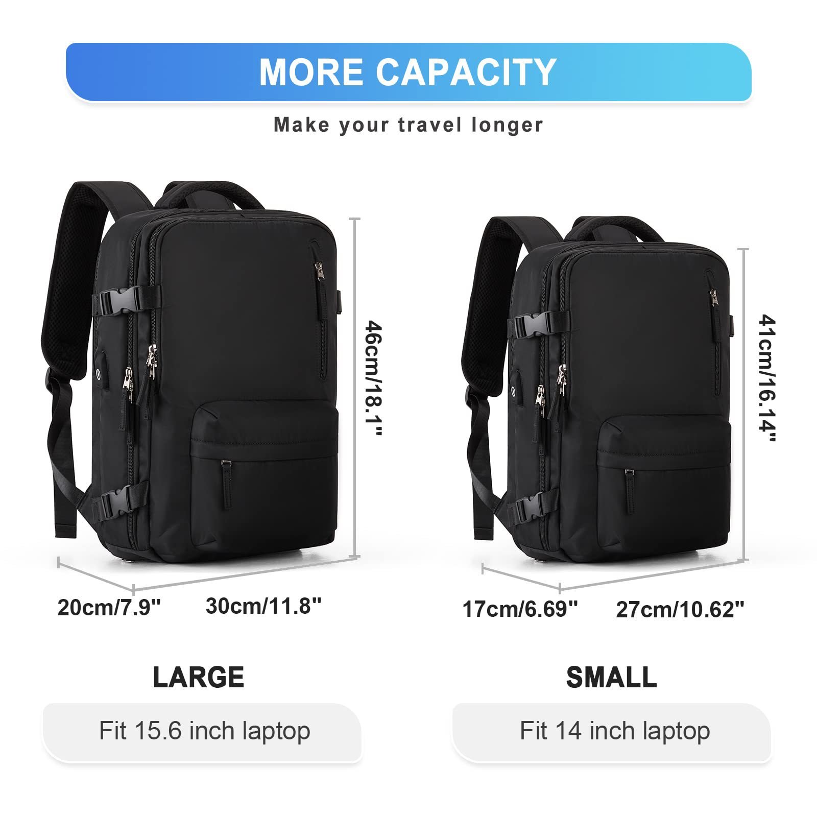 Large Capacity Airplane Friendly Travel Backpack Airline Approved Carry on Backpack Waterproof Business Laptop Daypack