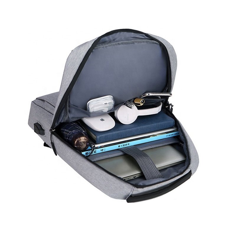 Wholesale Logo Custom Durable Business Travel Waterproof Gray Oxford School Bag Cheap 15.6 Inch Student Laptop Backpack with USB