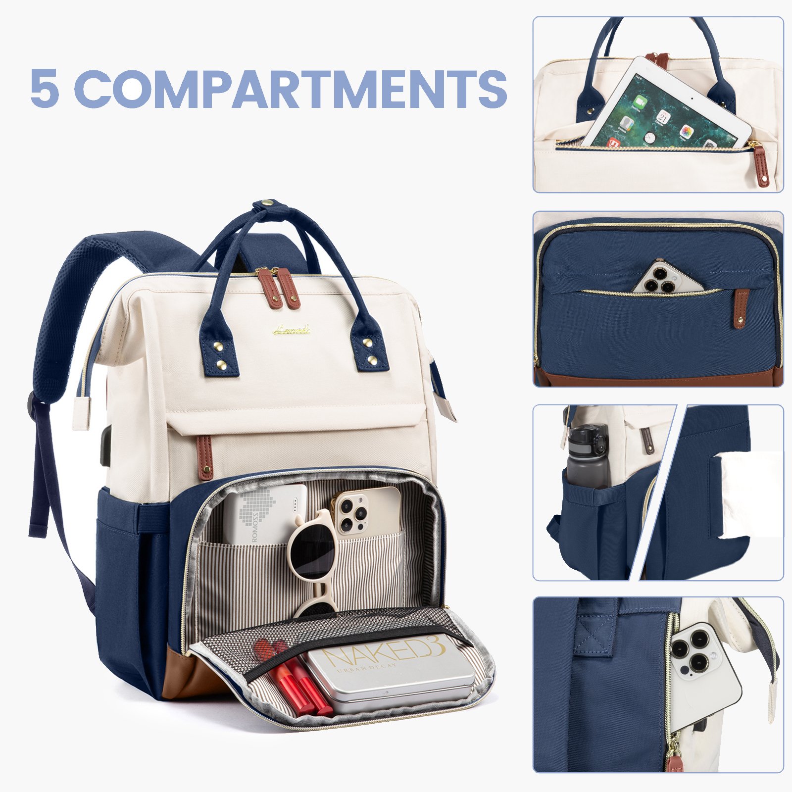 LOVEVOOK 15.6 17 In Large Work Business Travel Backpack Purse with USB Waterproof Cute School Bags Laptop Backpack for Women Men