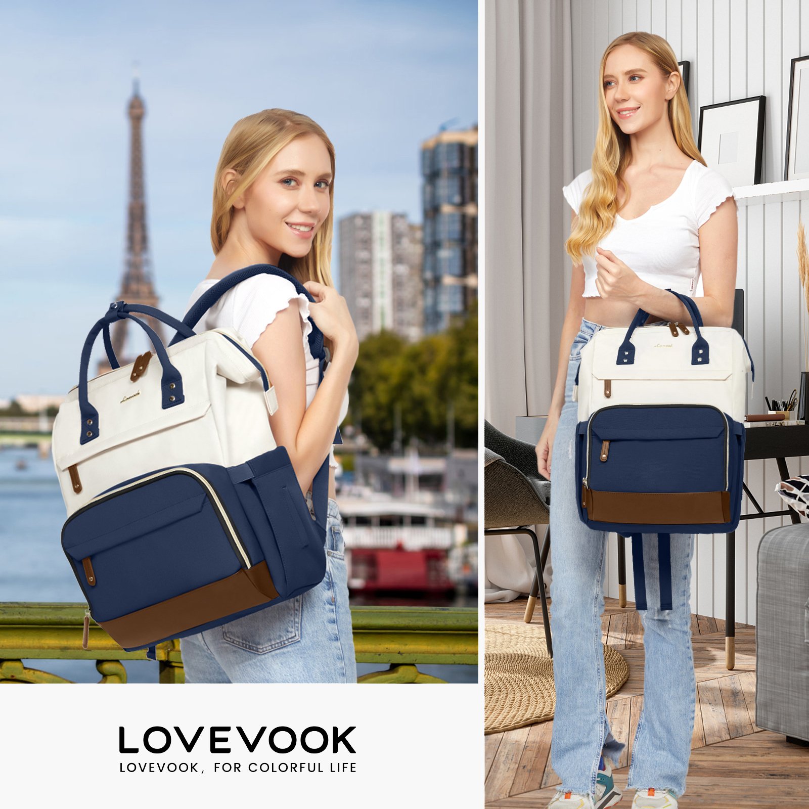 LOVEVOOK 15.6 17 In Large Work Business Travel Backpack Purse with USB Waterproof Cute School Bags Laptop Backpack for Women Men