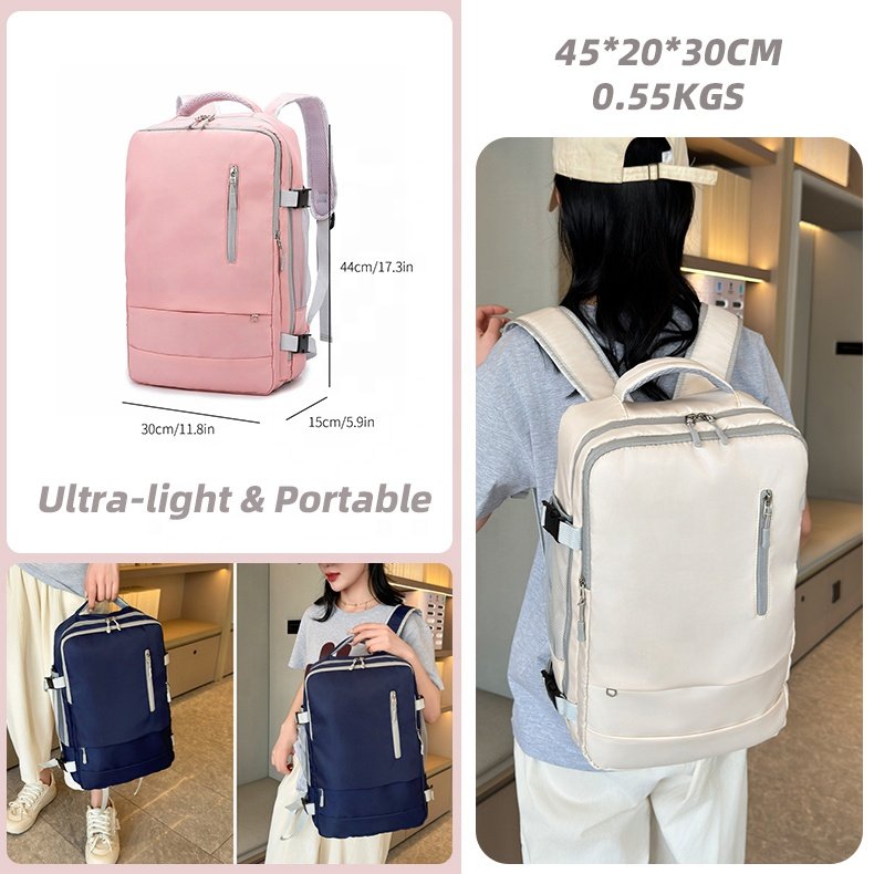 New Custom Logo NO MOQ Waterproof Large Capacity Laptop Weekender Flight Approved Luggage Travel Backpack with Shoes Compartment