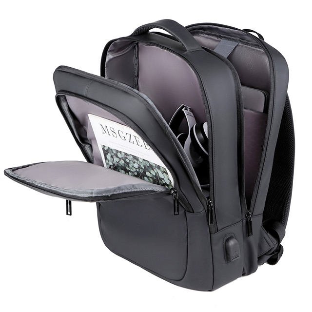 Large Capacity Business Laptop Backpack Men Fashionable Stylish Student Bag USB Feature Polyester Lining Outdoor Travel School