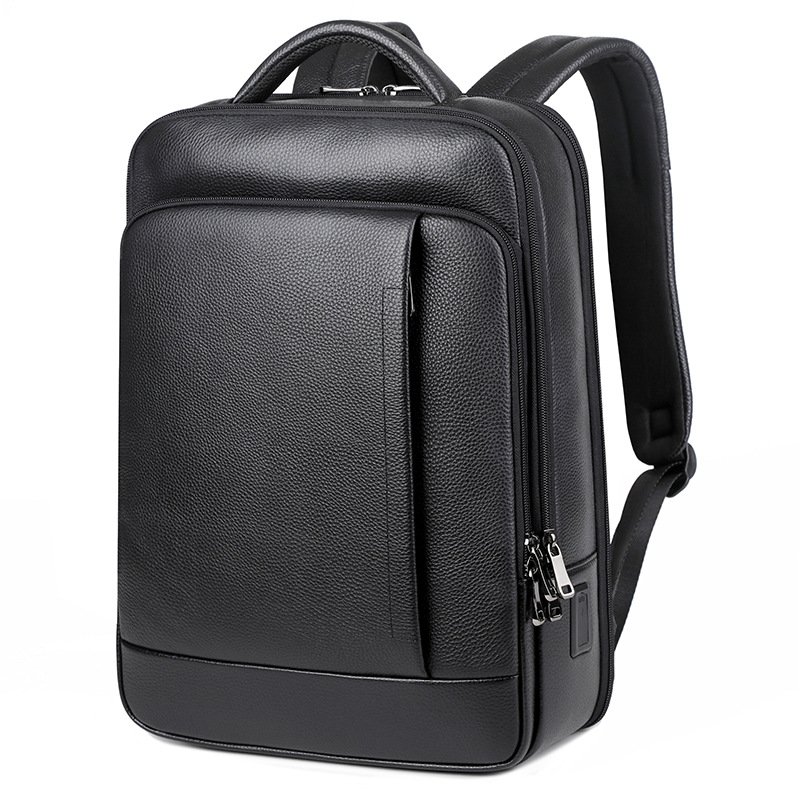 Luxury New Arrival Fashion Black Large Capacity USB Travel Briefcase Convertible Genuine Leather Backpack For Man