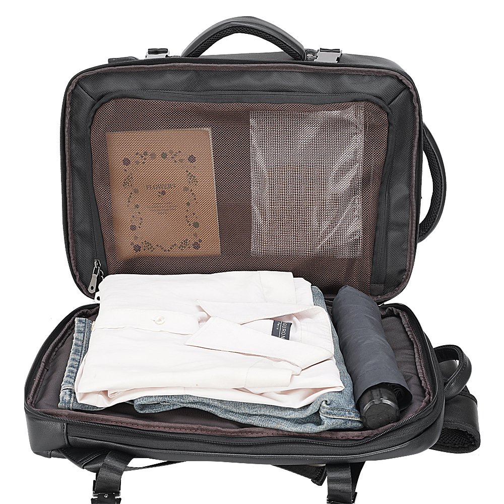 Luxury New Arrival Fashion Black Large Capacity USB Travel Briefcase Convertible Genuine Leather Backpack For Man