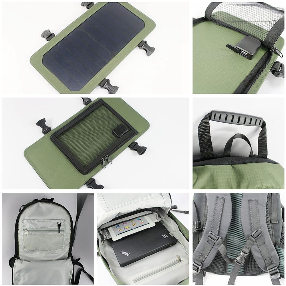 World's Strongest Solar Panel Backpack for Charging Smartphones and All USB-Devices on The go 15L Volume and 15'' Laptop Co
