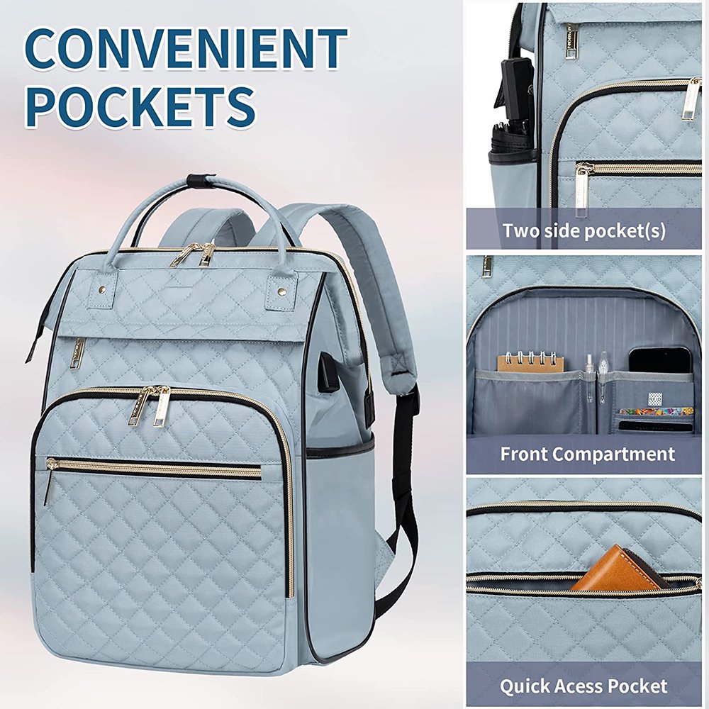 Light Weight Student Book Bag Unisex waterproof rucksack 17 Inch Laptop Backpack with USB Port for Travel