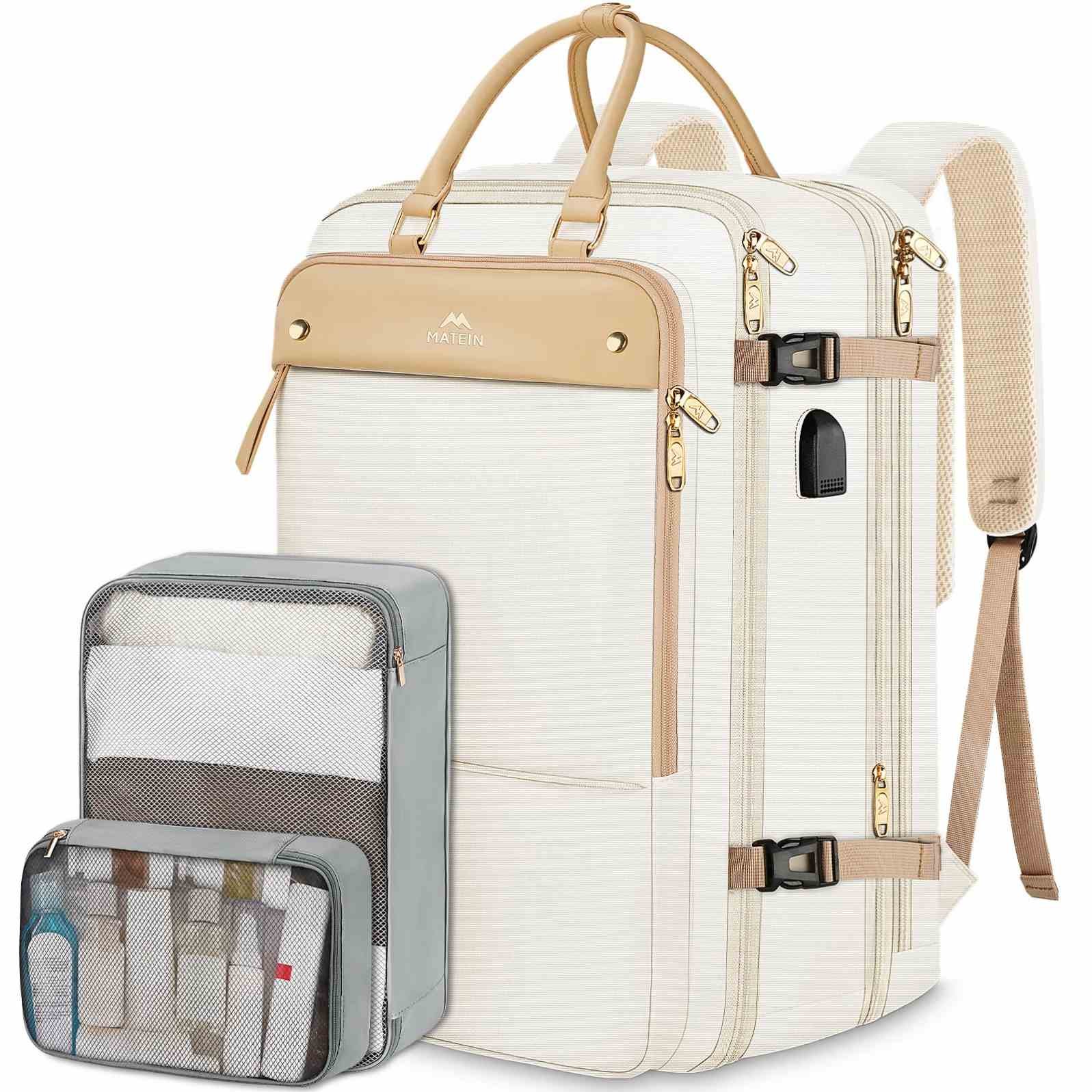 New Extra Large Expandable Flight Approved Weekender Bag 52L TSA Travel Laptop Backpack with Shoes Compartment