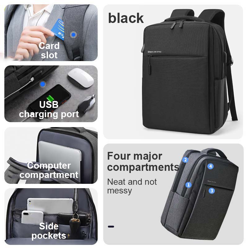Water Resistant Nylon 15.6 17 inch Laptop backpacks for Man Business Travel backpack Casual Backpacks with USB Charging