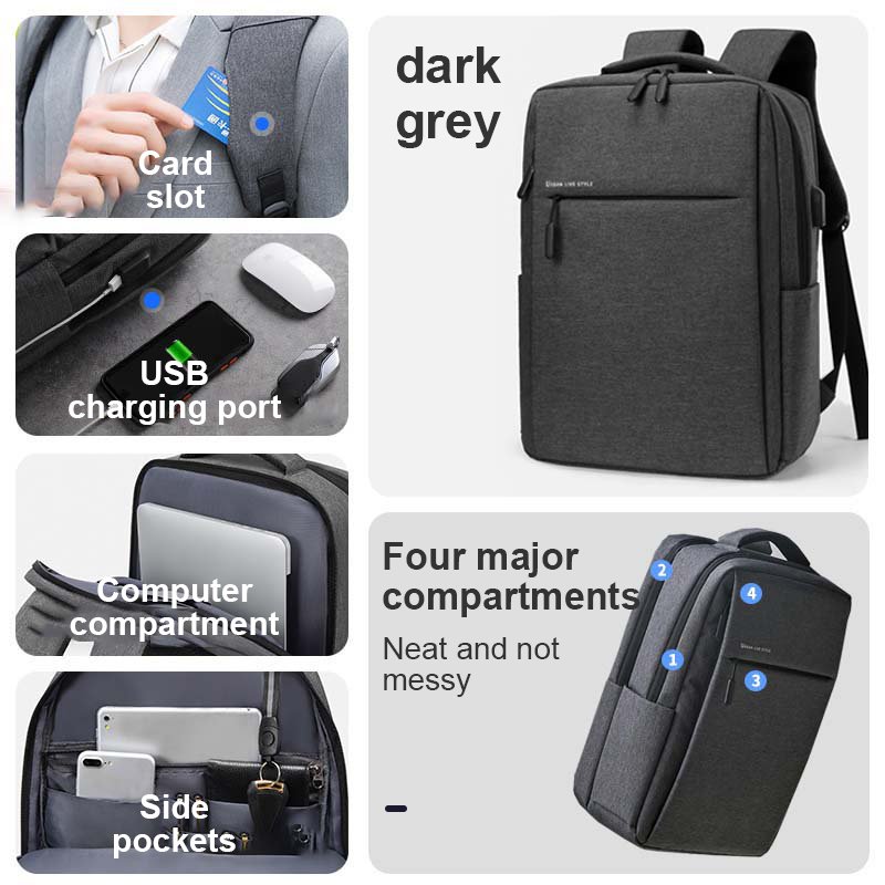 Water Resistant Nylon 15.6 17 inch Laptop backpacks for Man Business Travel backpack Casual Backpacks with USB Charging