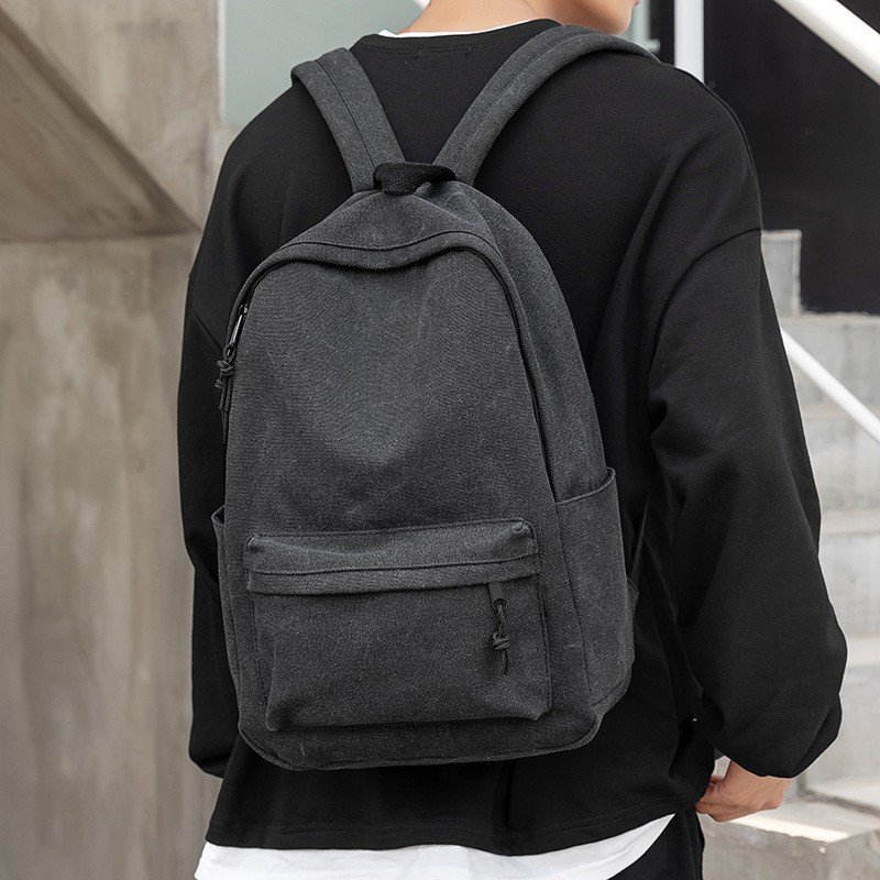 High Quality New Design Vintage Customized Logo Printed Canvas Shoulder Backpack Durable Business Laptop Backpack