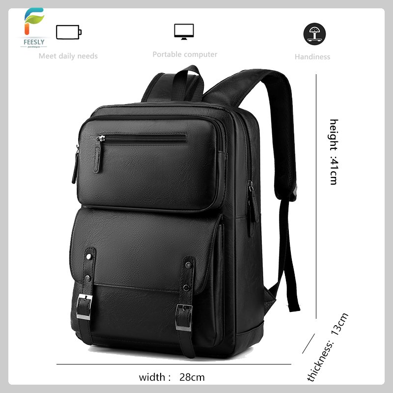 Custom new designer Men Durable Laptop Backpack Waterproof PU Leather School Bag Business Casual Students Laptop Backpack