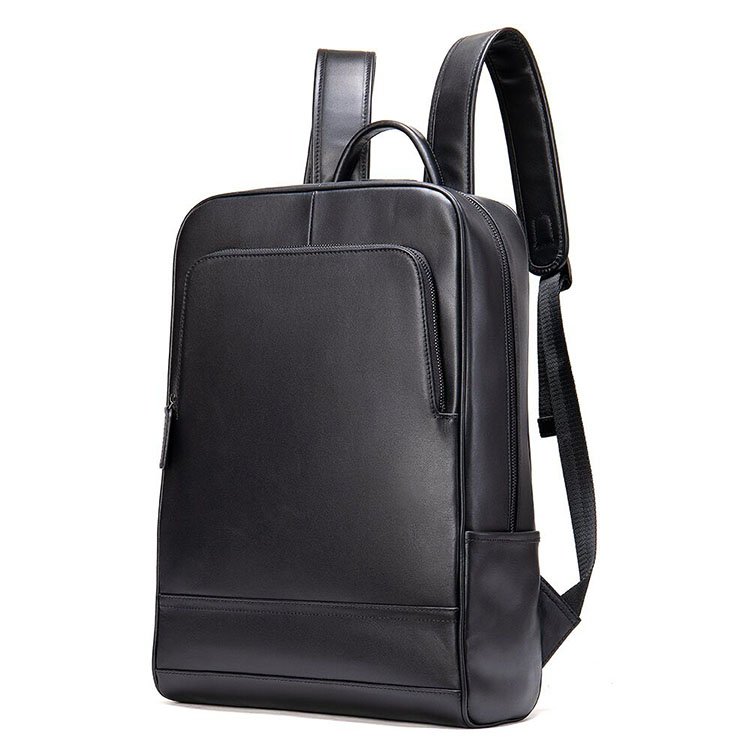 High capacity waterproof vintage genuine leather man black school backpack for university students