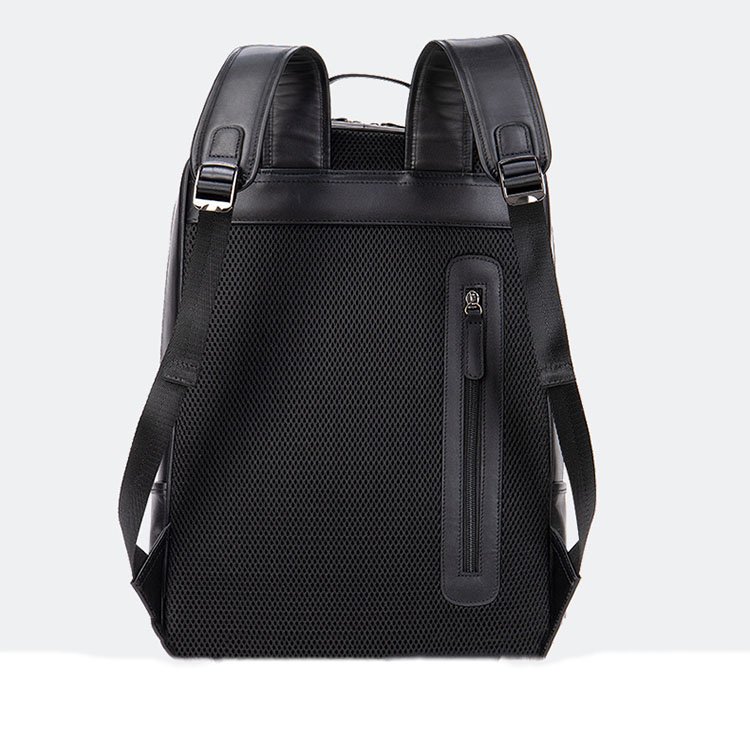 High capacity waterproof vintage genuine leather man black school backpack for university students