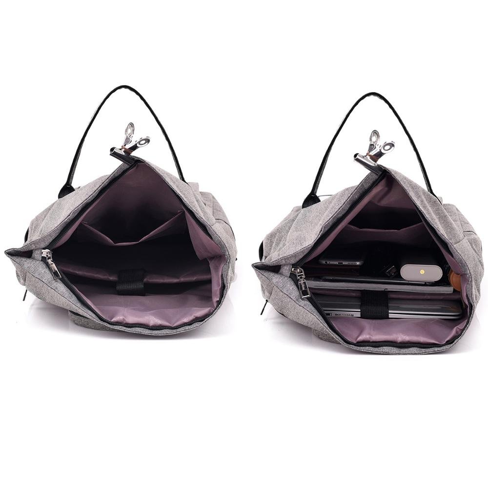 Hot Sale Large Capacity USB Charge Laptop Backpack Waterproof Canvas Girls and Women's School Bags Unisex Zipper Closure