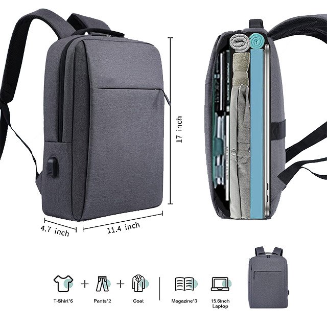 BSCI custom Business Slim Durable Travel Backpacks with USB Charging Port School Bag Laptop Backpack for Men and Women