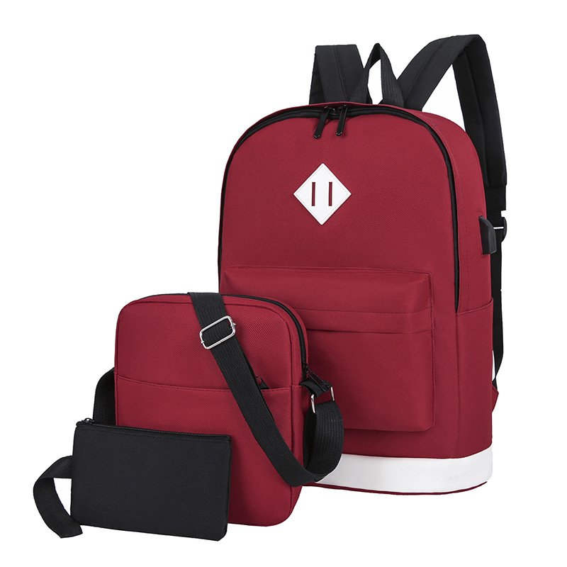 Custom Logo Travel Trendy Bagpack USB Laptop Backpack Set for Women Girls Middle College School Bags