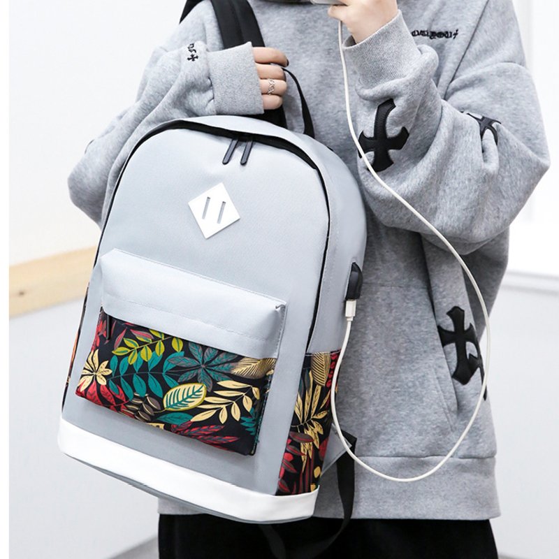 Custom Logo Travel Trendy Bagpack USB Laptop Backpack Set for Women Girls Middle College School Bags